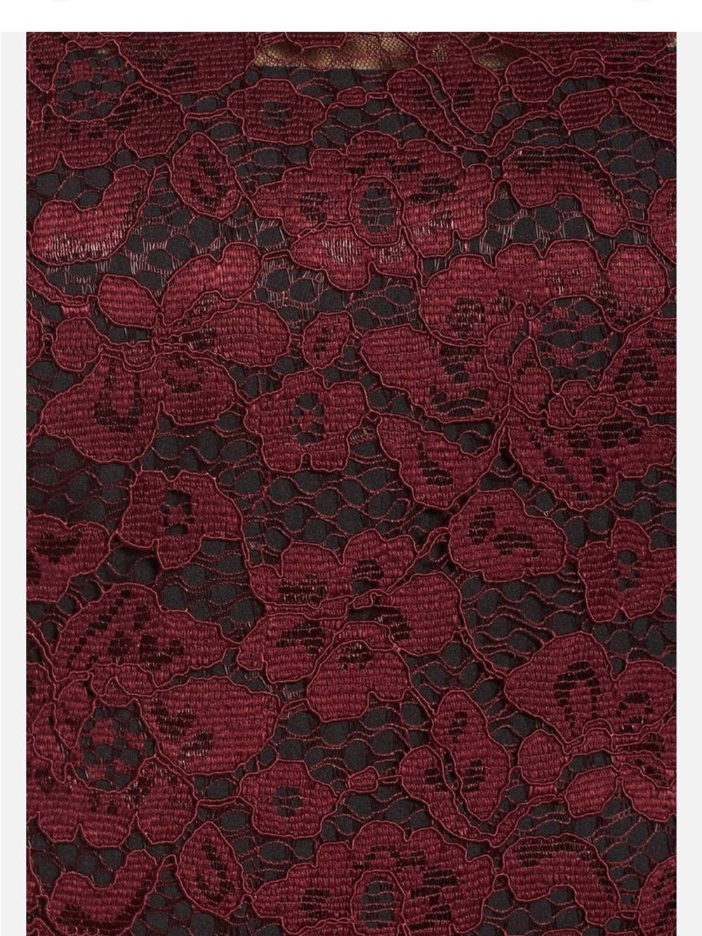 Maggy London Burgundy Lace Long-Sleeve Midi Dress with Black Trim - Picture 4 of 11